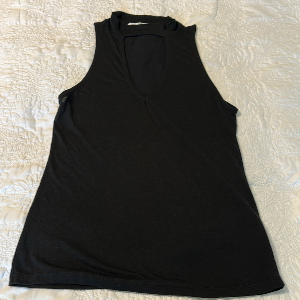 Project Social T Mock Neck Keyhole Sleeveless Top